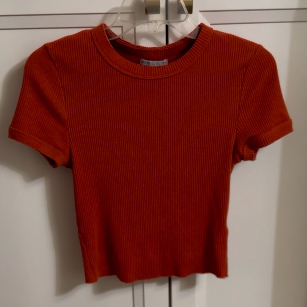 Urban outfitters Rust Ribbed Short‎ Sleeve Top